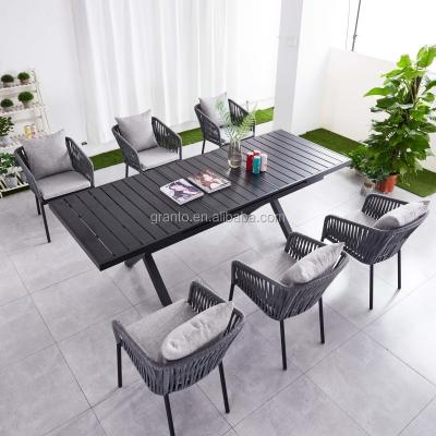 China Lightweight Comfortable Design Color Optional Outdoor Home Use Dining Rope Set Table And Chair for sale