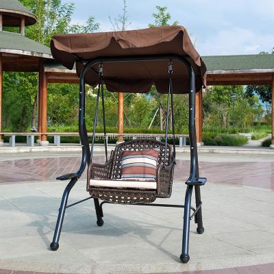 China Strong Swing Seat All Weather Outdoor Garden Use Single Rattan Swing Chair Metal Hanging Chair for sale