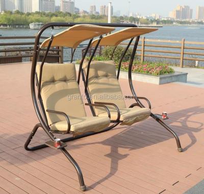 China Strong Comfortable Outdoor Swing Seat Design Park Metal Swing Chair Padded Hanging Chair for sale