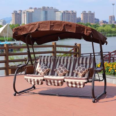 China Strong Cheap Price Balcony Outdoor Metal Furniture Three Seat Hanging Swing Chair for sale