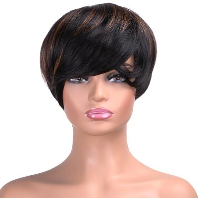 China Body Wave Short wigs human hair pixie cut wig with bang straight brazilian human hair wigs for black women for sale