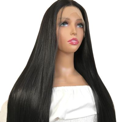 China Body Wave Long Silky Straight Silver Synthetic Hair13X3 Lace Front Wigs for Women Glueless Half Hand Tied Replacement Lace Wig for sale