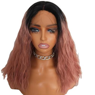 China Water Wave Hot Sale Halloween Party Wig Pink Lace Long Wig Long Wavy Ladies Big Lace Wig for Women for sale