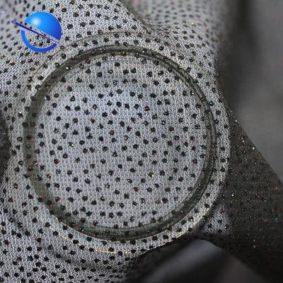 China 100% waterproof 20D polyester shiny tule mesh fabric with glitter print for sale