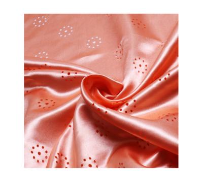 China Stain Fashion Price Good Price 100% Polyester Satin Fabric OEM 100% Polyester Satin Fabric Repellent Hollow Popular Quick Design New Silk Fabric for sale