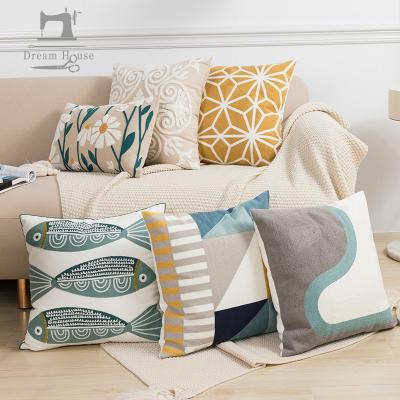 China Wholesale Anti-static Luxury Pillow Cover Chain Embroidery Nordic Canvas Bed -and- Breakfast Sofa Cushion Pillow for sale