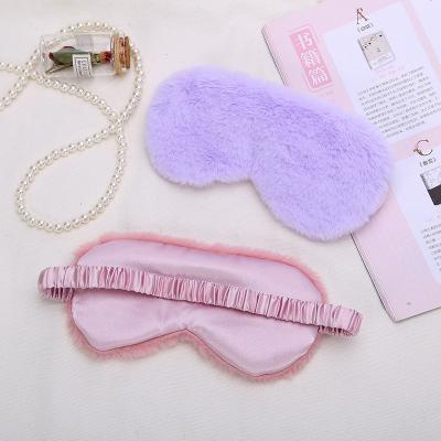 China 2022 New Anti-wrinkle Solid Color Artificial Silk Eye Protection Eye Mask Midday Break Shading Sleep Plush Comfortable Breathable Eye Mask for sale