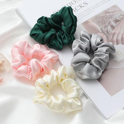 China Tied Hair Customized Simple Large Intestine Ring Little Fairy Hair Ring Solid Color Silk Scrunchies Band Simulation Hair Ring for sale