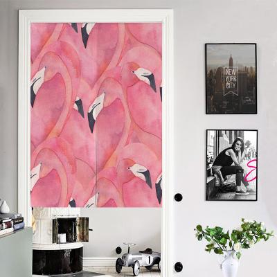 China Blackout Flamingo Unicorn Design Door Curtain Living Room Kitchen Partition Slot Door Curtain Finished Curtain for sale