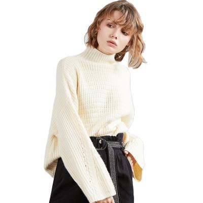 China Custom Fashion Anti Shrink Plus Size Stand Collar Long Sleeve Turtle Neck Pullover Knit Sweater For Women for sale