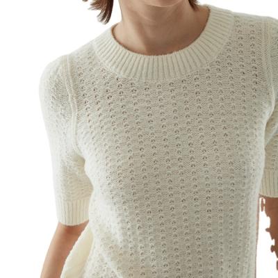 China 2022 OEM and ODM Fashional Cashmere Anti-Shrink V-Neck Sweater Knitted T-shirt for Lady Shirt for sale