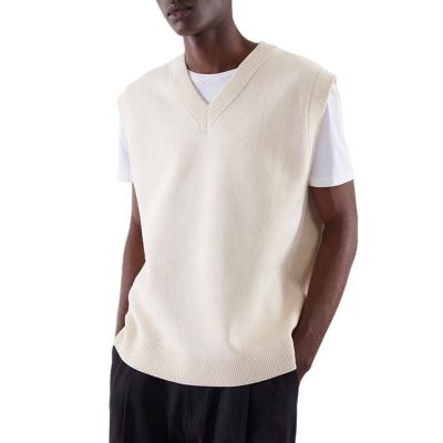 China 2021 custom men's anti-pilling sweaters autumn V-neck pullover knit wool cashmere sweater vest for men for sale