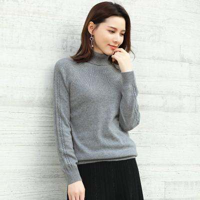 China 2021 Autumn Winter Sweater Anti-Shrink Turtle Neck Warm Knit 100% Pure Cashmere Sweater For Women for sale