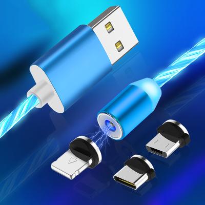 China Charging Only Free Shipping Android LED Glow Flowing Micro USB 8 Pin Magnetic USB Charging Cable Type C for sale