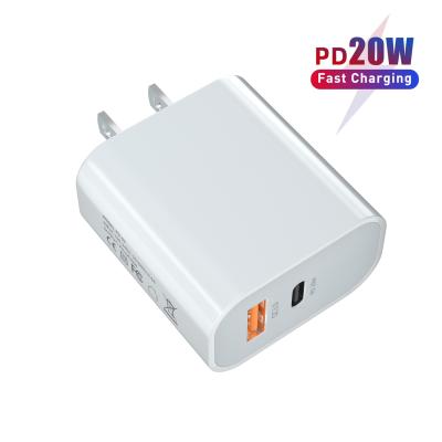 China Palladium Fast Wall QC 3.0 Charger 20W USB C Mini Portable Mobile Phone Charger For iPhone 12 Pro Max for sale