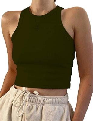 China Anti-pilling Sexy Sleeveless Crop Tops Ribbed Knit Women's Tank Tops for sale