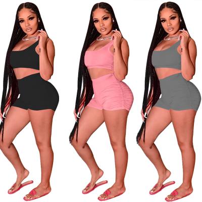 China Anti-pilling 2021 New Arrivals Spring Summer Breathable Sweat Vest Shorts Knitted Training Equipments Tracksuits 2 Women Two Piece Set Clothing for sale