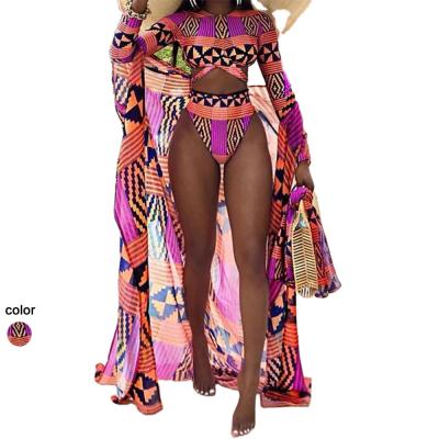 China Breathable Custom African Print Swimwear Bikini Plus Size Swimwear With Cover Ups And 3 Piece Swimsuits For Women Swimwear for sale