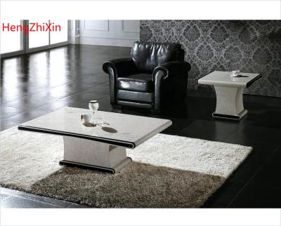 China (Other) Full modern design rectangle shape adjustable white stone coffee table for living room stone coffee table for sale