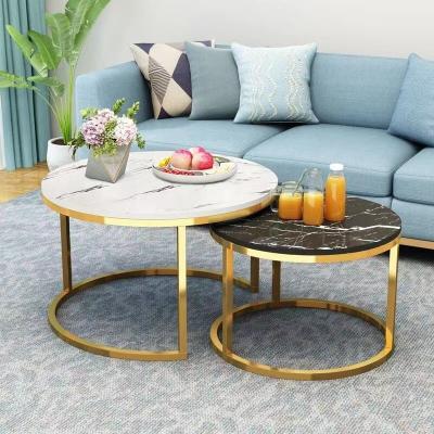 China Living Room Furniture Convertible Italian Metal Round Side Tea Gold Modern Coffee Table for sale