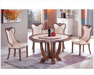 China Italian Modern Round Table (Other) Luxury Rotary Marble Adjustable Sets 6 Chairs Seater Dining Room Furniture Set for sale