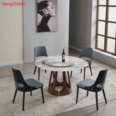 China Foshan Adjustable Circular Natural Furniture Wooden Leg Top Marble Dining Table (Others) Dining Room Furniture for sale