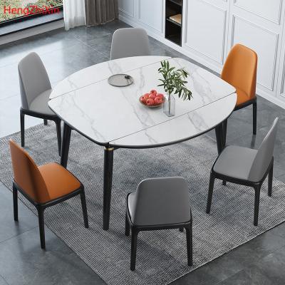 China Expandable Dining Table 4 or 6 Seater Set Foldable Round Extendable Single Dining Table Dinette Dining Table for sale