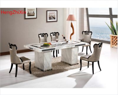 China (Other) Modern design adjustable luxury dining table set 8 seater gold10 2m or 2.4m table dining marble furniture for sale