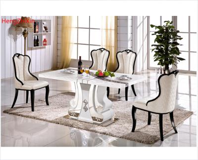 China (Others) Table top adjustable luxury white modern comedores modernos marble dining room furniture 4 seater marble dining table for sale