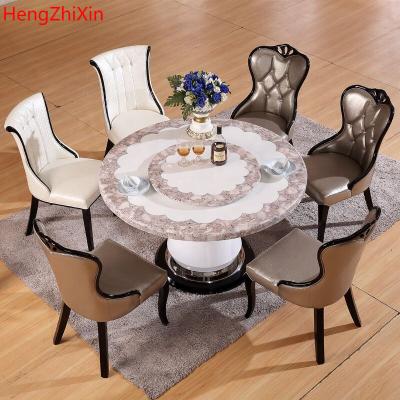 China (Others) 2022 New Design Korean Style Light Luxury Adjustable Single Chairs 6 Round Dining Furniture Table Marble Set for sale