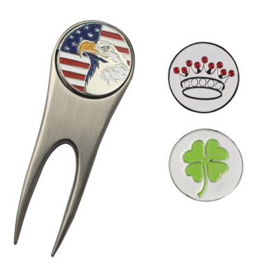 China Existing Outdoor Products Clip On Luxury Blank Logo Custom Golf Ball Marker Magnetic Metal Golf Divot for sale