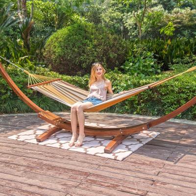 China YIYU Modern Outdoor Canvas Hammock Swing Bed with Wooden Stick and Stand for sale