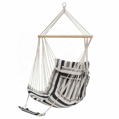 China Chinese Outdoor Hammock Macrame Indoor Garden Swing Hanging Chair with Pillow and Footstool for sale