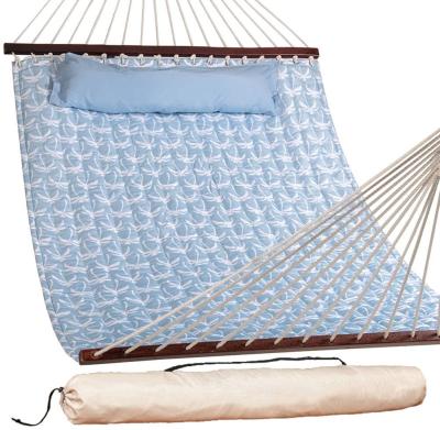 China Chinese High Quality Outdoor Canvas Hammock Swing Bed With Wooden Stick And Pillow for sale