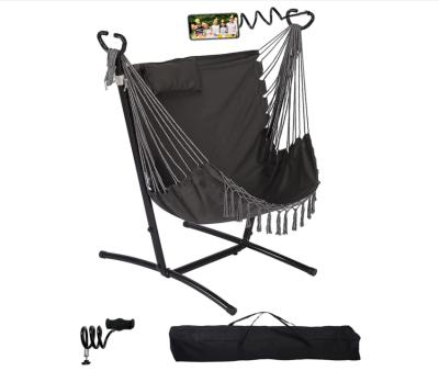 China Foldable Hammock Swing Chair Stand with Phone Holder Not Include Hanging Chair for Patio Yard Garden Porch Indoor Outdoor 400lbs Capacity for sale