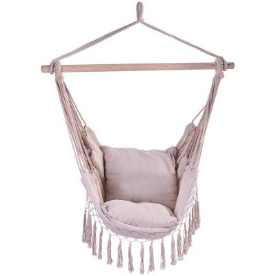 China Outdoor Indoor Living Hammock Chair with Macrame Lace Fringe Tassel with Pillow for sale