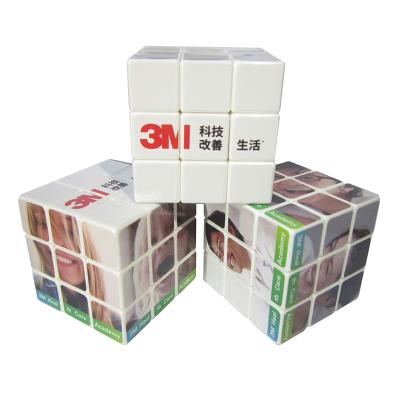 China Mini small cartoon toy sticker 3x3 puzzle toy in logo good quality UV magic custom picture cube printing for brain training promotion gift for sale