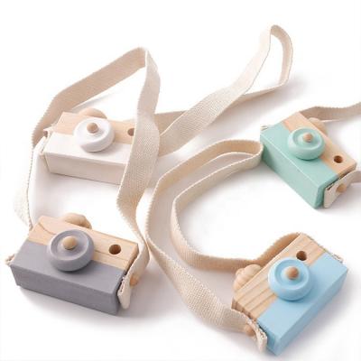 China Improve cute montessori children's baby decoration child's capacity wooden toy camera hobby manual wholesale for sale