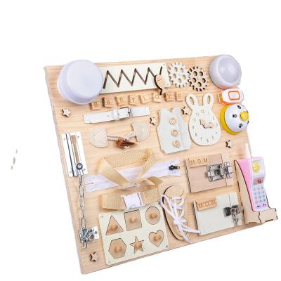 China Improve Child's Ability Manual Custom Wholesale Puzzle Opening Lock Baby Sensory Toy Montessori Busy Game Board For Toddlers for sale