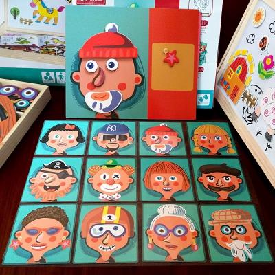 China Improve Kid's Ability Manual Wholesale Child's Manual Educational Magnetic Jigsaw Puzzle Game Wooden Jigsaw Puzzle Toy Sets for sale