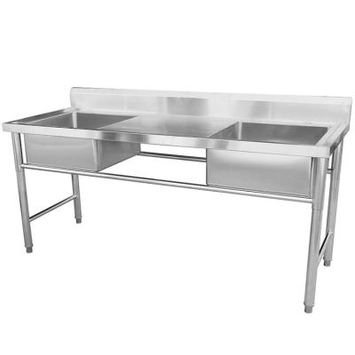 China 304 Stainless Steel 2 Compartment Commercial Kitchen Sink With Double Drainboards for sale