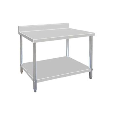 China Wholesale Commercial adjustable foot Double layer kitchen stainless steel work table With back for sale