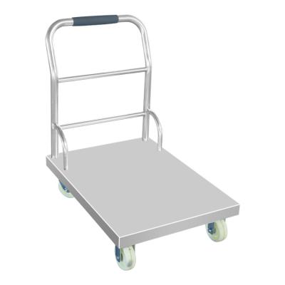 China Four-wheel hand push transport flatbed car Hospital equipment stainless steel transport flatbed car anti-collision flatbed car for sale