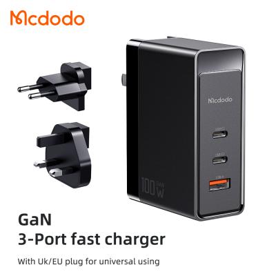 China Mobile Phone Mcdodo UK/EU/US Plug 100W GaN PD USB-C Charger For Mobile Phone For Laptop for sale