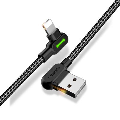 China Wholesale 0.5m/1.2m/1.8m/3m Mcdodo USB Cable 90 Degree Gaming Cable Mic Charging LED Light Usb Type C Charger Usb Data Cable For Computer iPhone for sale