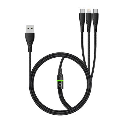 China Multi Ports Mcdodo 3 In 1 Multi Cable 3A Mobile Phone USB Charging Cable With LED for sale