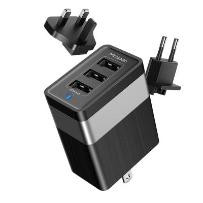 China Conversion Plug Mcdodo 3 USB Ports Mobile Phone USB Wall Charger Travel Charger With UK/EU Conversion Plug for sale