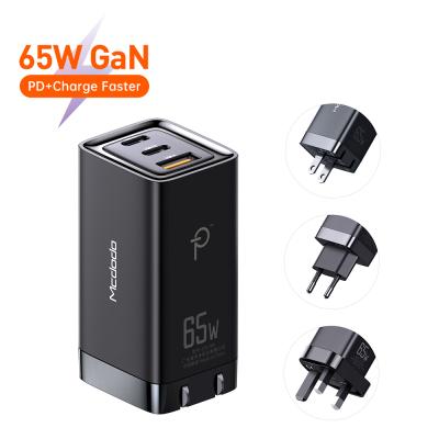 China Mobile Phone Mcdodo GaN Tech Charger Three UK/EU/US Ports Plug In Mini Size 65W High Power Charger For Mobile Phone for sale