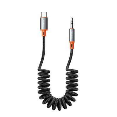 China Spring cable coiled audio cable type aux. from 3.5mm C to aux type. Braided Nylon C Aux Cable Adapter. 1.8 meters for sale