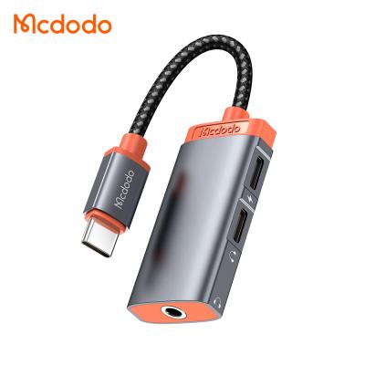 China Charging and listening to music at the same time MCDODO 3 in 1 Type C to 3.5mm Adapter Dual PD Type C Support Charging Android Earphone Adapter Audio Cable for sale